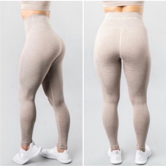 Alphalete Pants - Alphalete Halo Leggings Tan Cream Taupe High-Waisted Pant size xs